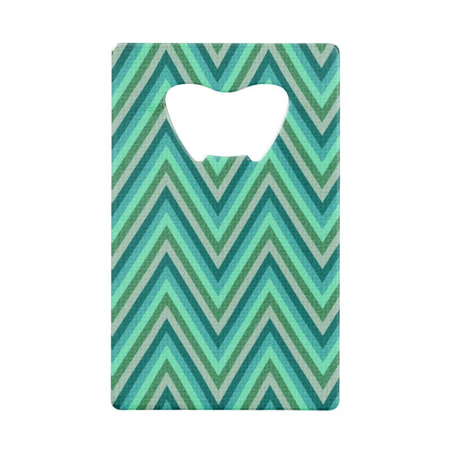 Zig Zag Striped Background Credit Card Bottle Opener (Front)