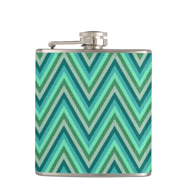 Zig Zag Striped Background Hip Flask (Front)
