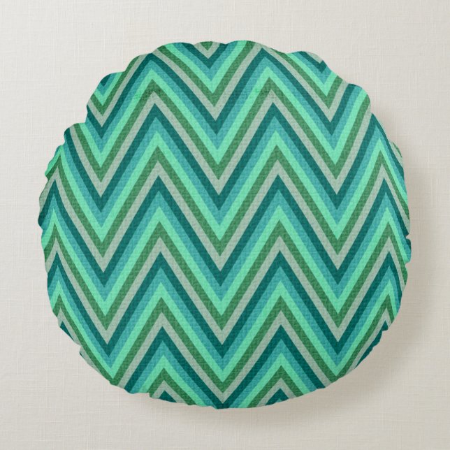 Zig Zag Striped Background Round Pillow (Front)