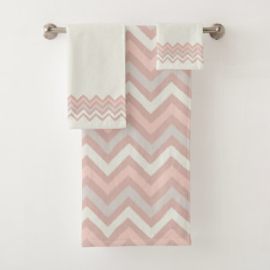 Zig Zag Stripes Draw In Calm Watercolor  Bath Towel Set