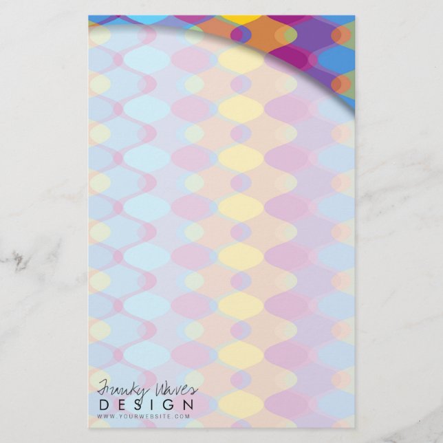 Zig Zag Waves Pattern Colourful Mod Art Geo Design Stationery (Front)