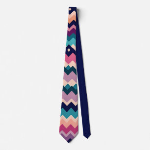 Zig-zagging pastel Pink Navy Retro Pattern Tie