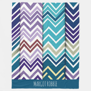 Zig Zagging pastel Vertical Green Retro Pattern Fleece Blanket