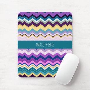Zig Zagging Pastel Violet Retro Pattern Mouse Pad