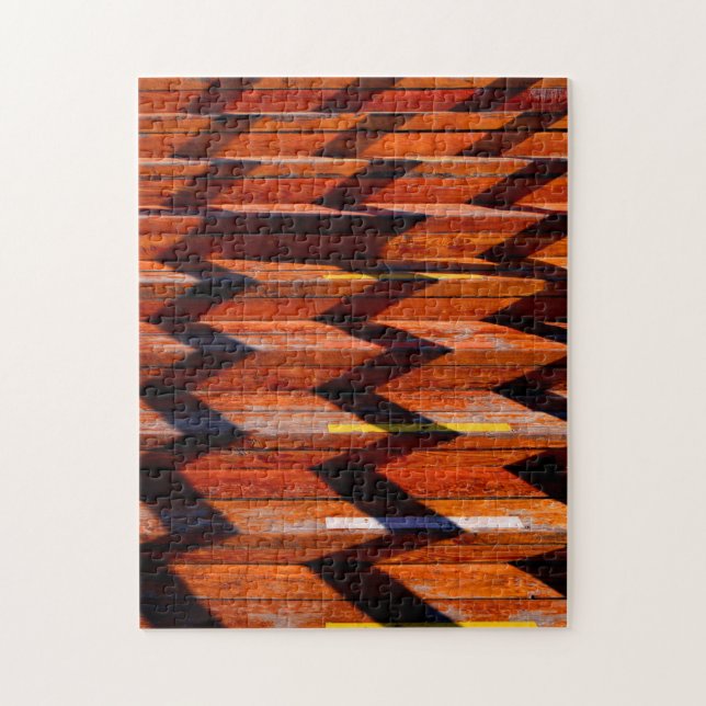 Zig Zap Pattern Wooden Stairs Jigsaw Puzzle (Vertical)