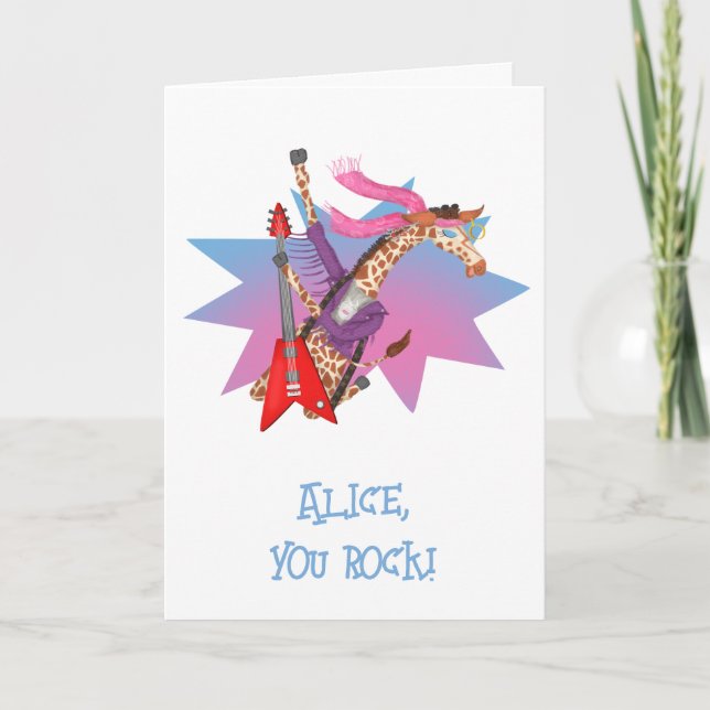 Ziggy Giraffe 'You Rock' birthday card (Front)