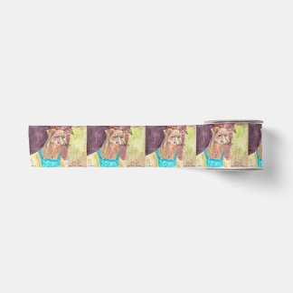 "Ziggy The Dog in Overalls" Watercolor Satin Ribbon