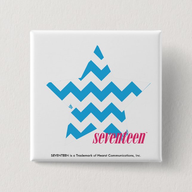 ZigZag Aqua 2 2 Inch Square Button (Front)