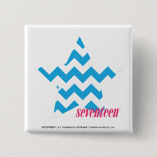 ZigZag Aqua 2 2 Inch Square Button