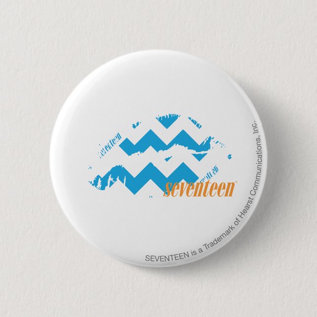 ZigZag Aqua 2 Inch Round Button (Front)