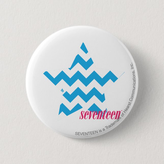 ZigZag Aqua 2 Inch Round Button (Front)