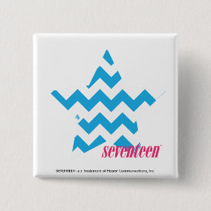 ZigZag Aqua 2 Inch Square Button