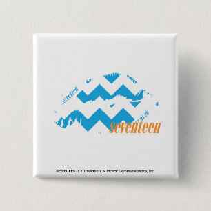 ZigZag Aqua 2 Inch Square Button