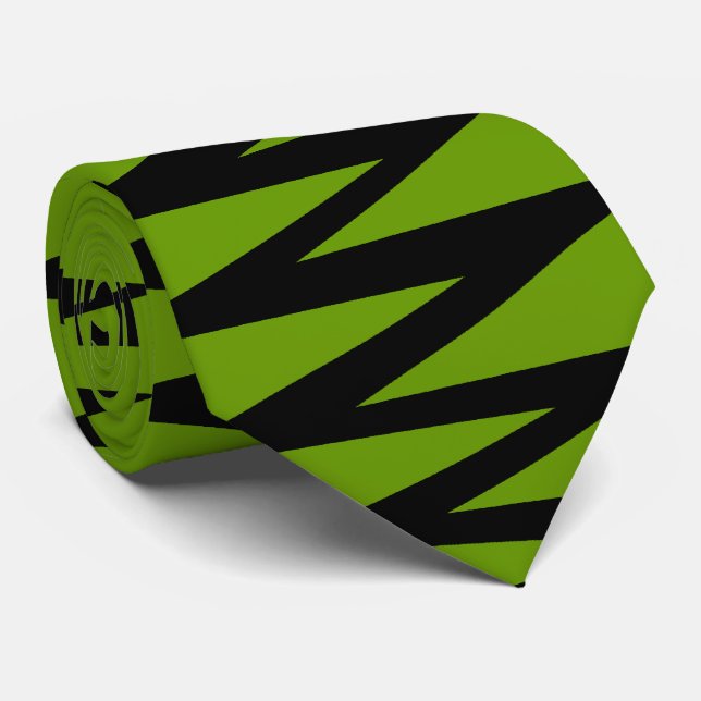 Zigzag - Black on Martian Green 669900 Tie (Rolled)