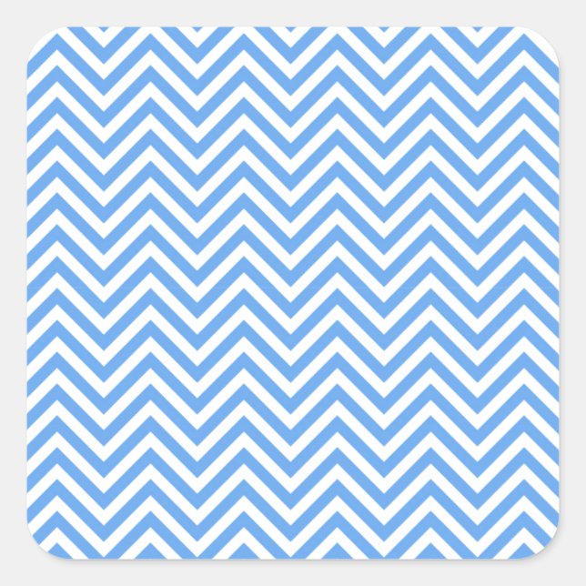 Zigzag Blue Chevron Pattern Square Sticker (Front)