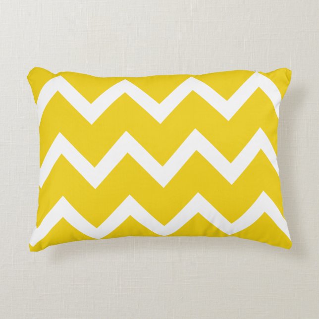 Zigzag Chevron Accent Pillow - Lemon Yellow (Front)