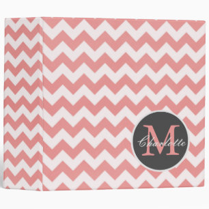 ZigZag Chevron Chic Monogrammed Pink Pattern Binder