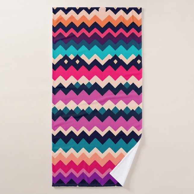 Zigzag Chevron Colourful Pattern Design Bath Towel (Bath Towel)