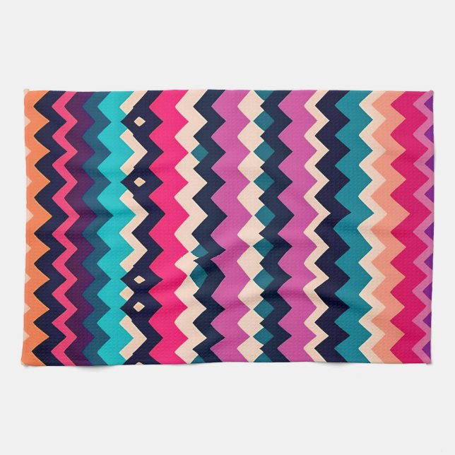 Zigzag Chevron Colourful Pattern Design Kitchen Towel (Horizontal)