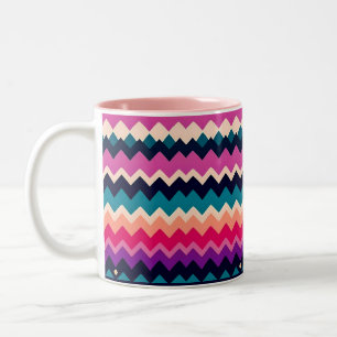 Zigzag Chevron Colourful Pattern Design Two-Tone Coffee Mug