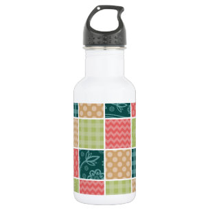 Zigzag, Chevron, Gingham, Polka Dots, Patchwork 532 Ml Water Bottle