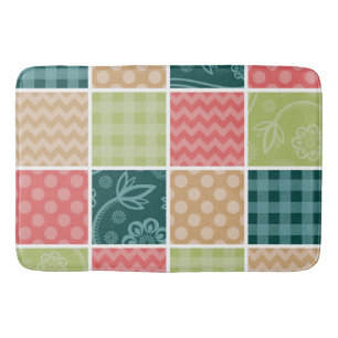 Zigzag, Chevron, Gingham, Polka Dots, Patchwork Bath Mat