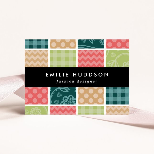 Zigzag, Chevron, Gingham, Polka Dots, Patchwork Business Card (Creator Uploaded)