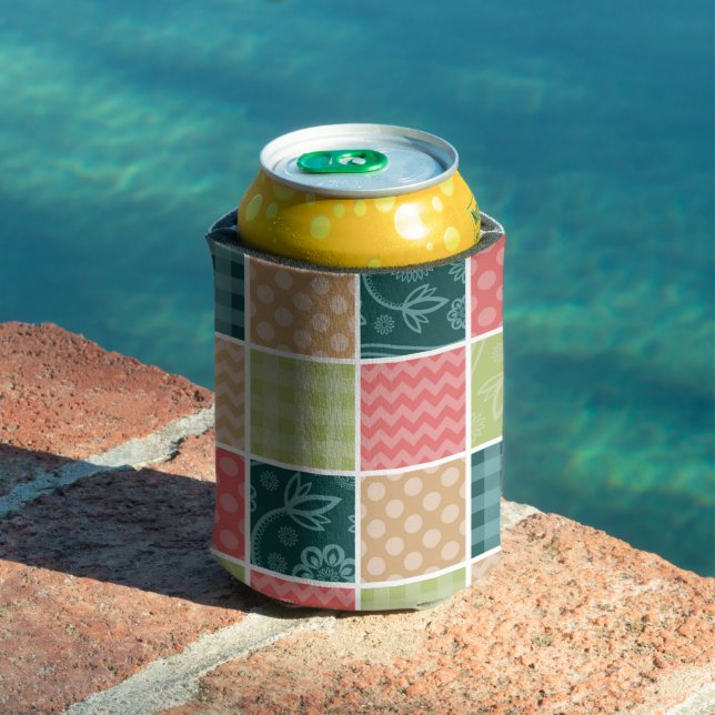 Zigzag, Chevron, Gingham, Polka Dots, Patchwork Can Cooler (In Situ Pool)