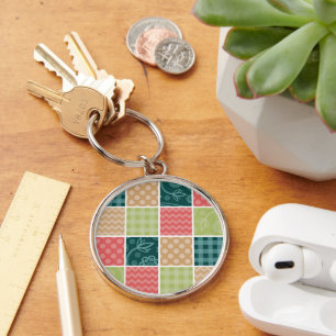 Zigzag, Chevron, Gingham, Polka Dots, Patchwork Keychain