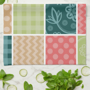 Zigzag, Chevron, Gingham, Polka Dots, Patchwork Kitchen Towel