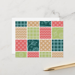 Zigzag, Chevron, Gingham, Polka Dots, Patchwork Postcard