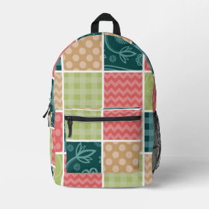 Zigzag, Chevron, Gingham, Polka Dots, Patchwork Printed Backpack