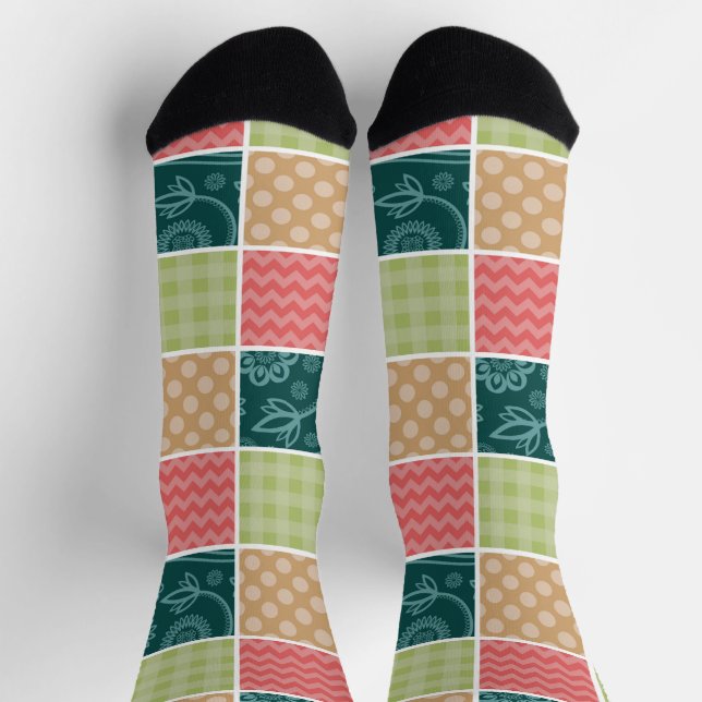 Zigzag, Chevron, Gingham, Polka Dots, Patchwork Socks (Top)