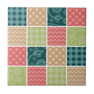 Zigzag, Chevron, Gingham, Polka Dots, Patchwork Tile