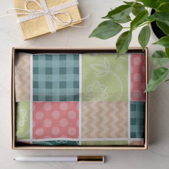 Zigzag, Chevron, Gingham, Polka Dots, Patchwork Tissue Paper (Gift)