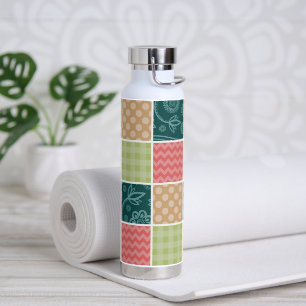 Zigzag, Chevron, Gingham, Polka Dots, Patchwork Water Bottle