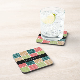 Zigzag, Chevron, Gingham, Polka Dots, Your Name Coaster