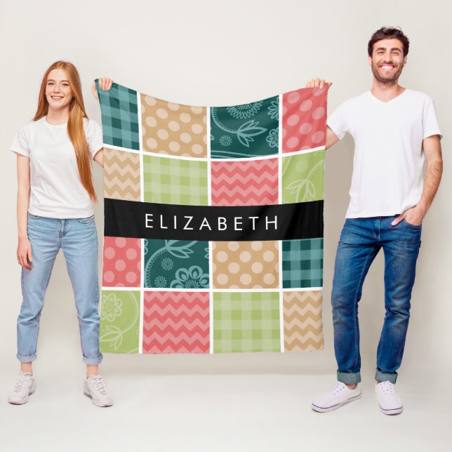Zigzag, Chevron, Gingham, Polka Dots, Your Name Fleece Blanket (In Situ)