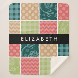 Zigzag, Chevron, Gingham, Polka Dots, Your Name Sherpa Blanket