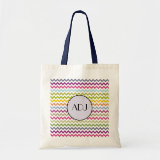 Zigzag Chevron Initial Tote Bag