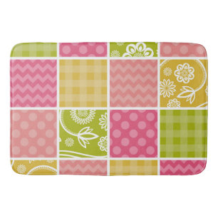 Zigzag, Chevron, Polka Dots, Gingham, Patchwork Bath Mat
