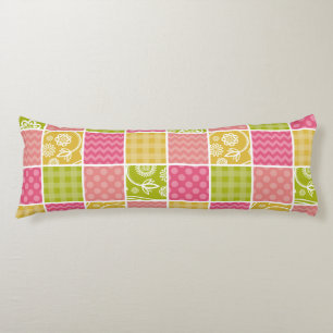 Zigzag, Chevron, Polka Dots, Gingham, Patchwork Body Pillow
