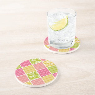 Zigzag, Chevron, Polka Dots, Gingham, Patchwork Coaster
