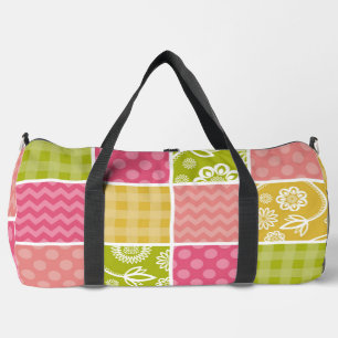 Zigzag, Chevron, Polka Dots, Gingham, Patchwork Duffle Bag