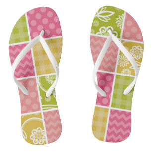 Zigzag, Chevron, Polka Dots, Gingham, Patchwork Flip Flops