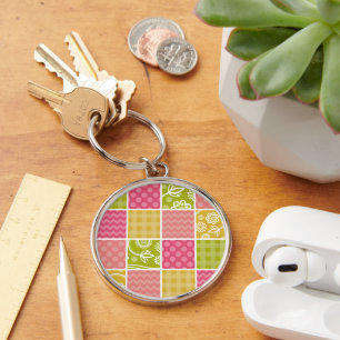 Zigzag, Chevron, Polka Dots, Gingham, Patchwork Keychain