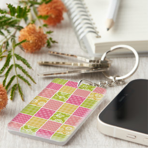 Zigzag, Chevron, Polka Dots, Gingham, Patchwork Keychain