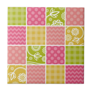 Zigzag, Chevron, Polka Dots, Gingham, Patchwork Tile