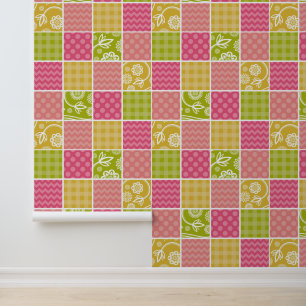 Zigzag, Chevron, Polka Dots, Gingham, Patchwork Wallpaper