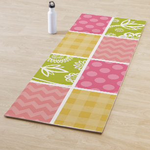 Zigzag, Chevron, Polka Dots, Gingham, Patchwork Yoga Mat